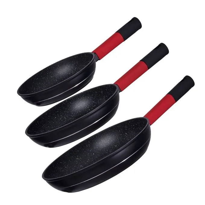 Trilogie de Cuisine Brillante Pack 3 Poêles en Granit Antiadhésives