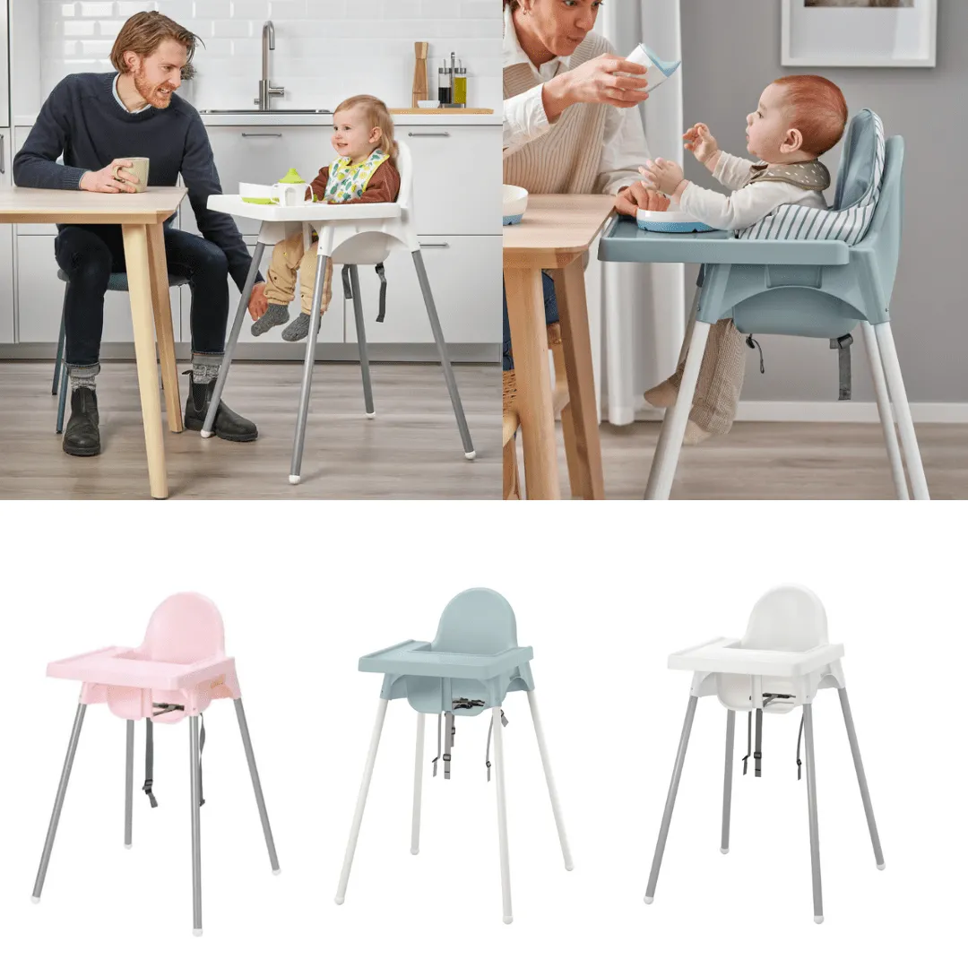 Élégante Chaise Haute Bébé Blanc Argenté pour une Touche de Raffinement (colleur aléatoire)