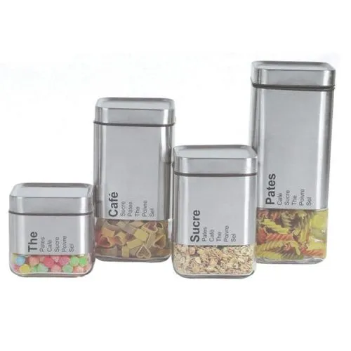 Set de 4 Pièces de Boîtes à Épices Carrées