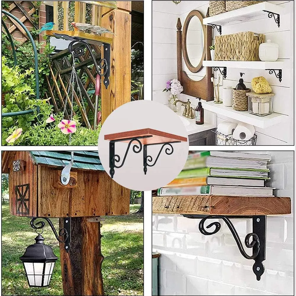 Ensemble de 2 Supports d'Étagère en Fer Robustesse et Style Assurés