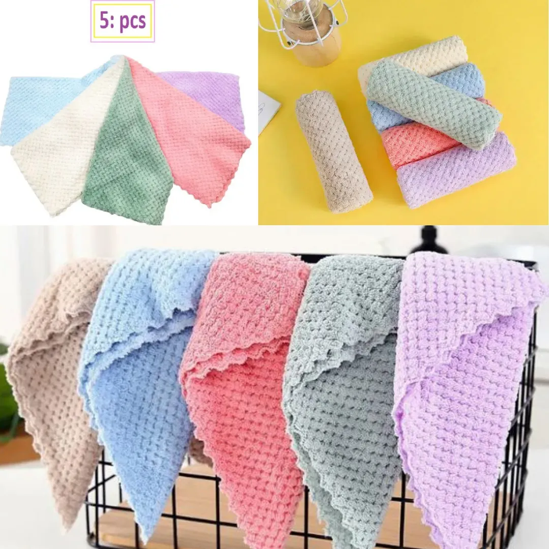 Luxuriantes et Pratiques  Set de 5 Serviettes Absorbantes Taille Parfaite 30 x 30cm (colleur aléatoire)