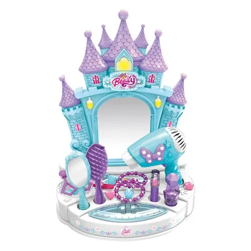 Ensemble de Maquillage et Jouets de Coiffeuse avec Musique pour Petites Princesses