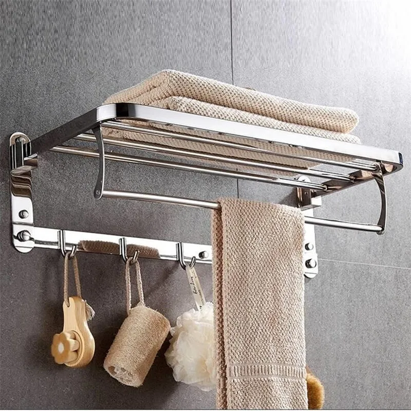 Élégance Métallique Porte serviette Inox pour une Organisation Murale Salle de Bain