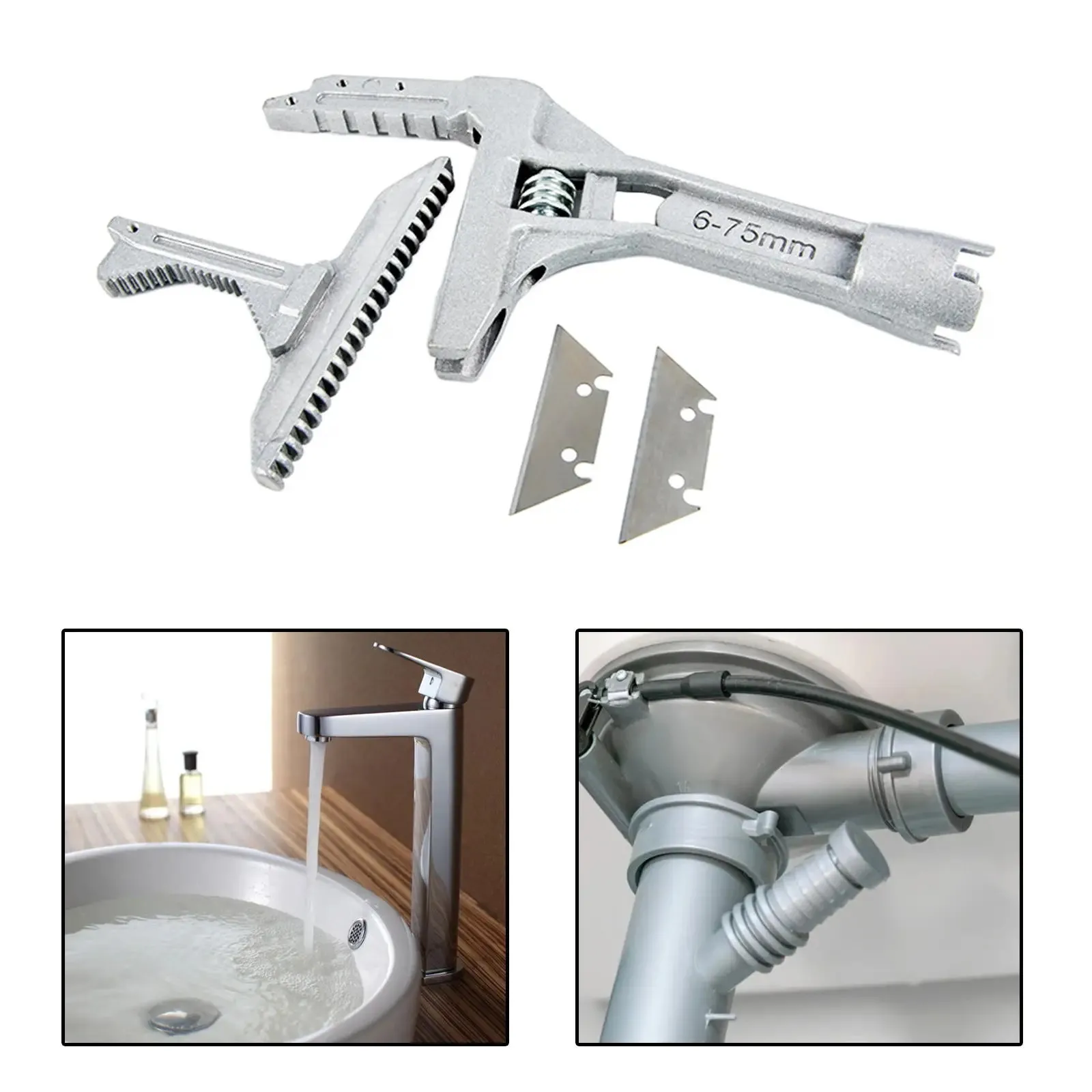 Clés, outils de plomberie, clé à molette, clé sanitaire multifonctionnelle à poignée courte mobile et grande ouverture, clé universelle pour travaux manuels
