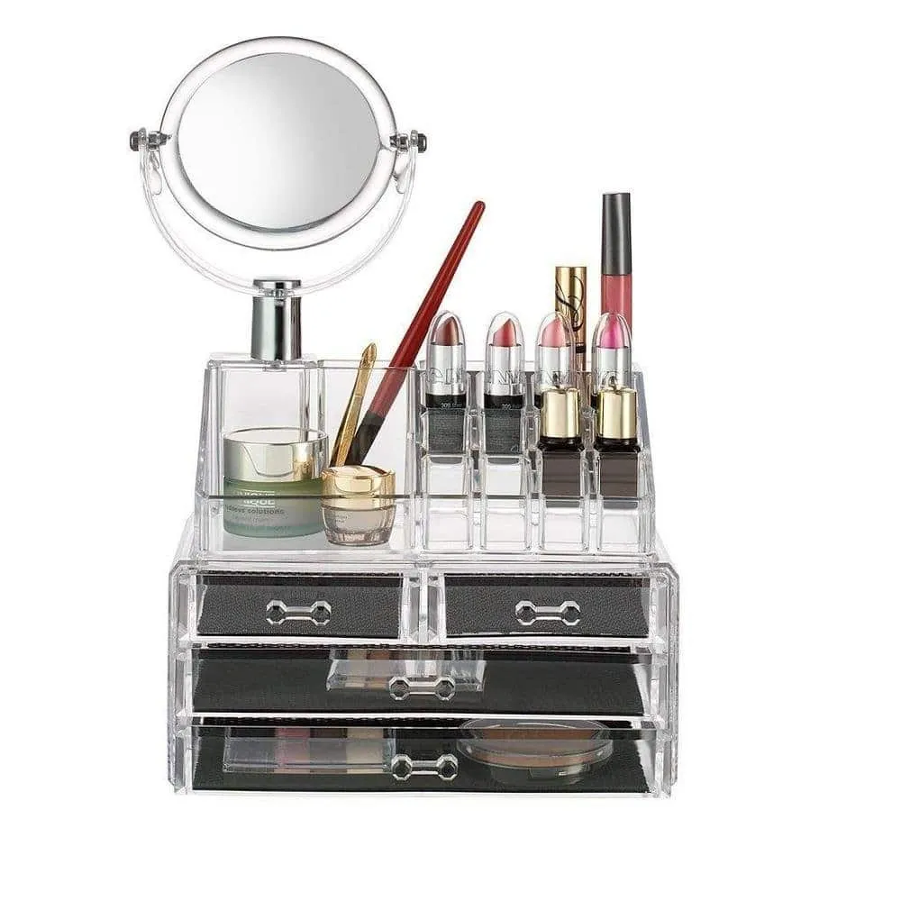 Boîte de Rangement Haut de Gamme pour Bijoux et Maquillage avec Tiroirs et Miroir
