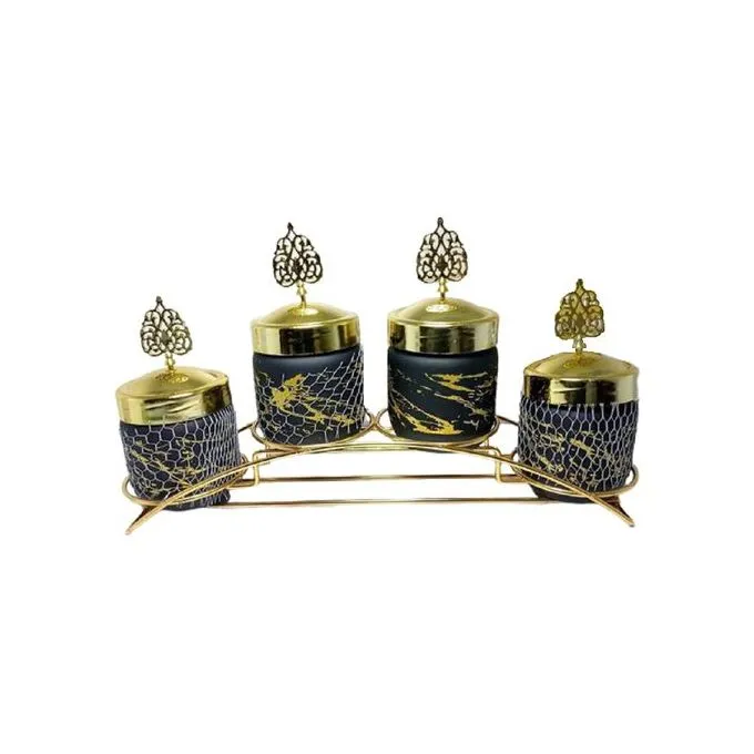 Luxe en Marbre Ensemble Élégant de 4 Pots de Rangement