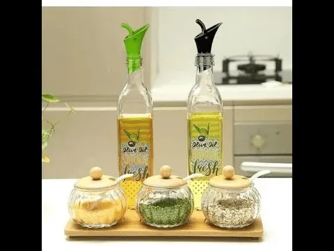 Ensemble de 2 Flacons d'Huile en Verre avec Bouchons