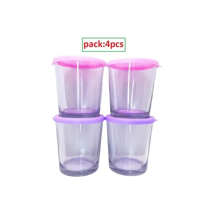 Élégance en Verre Ensemble de 4 Verres 36 ml Alex avec Couvercles Transparent