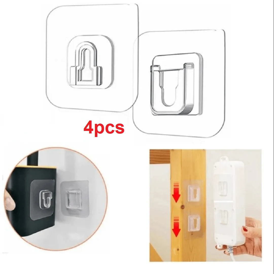 Lot de 4 Crochets Muraux Adhésifs Transparent à Organisez