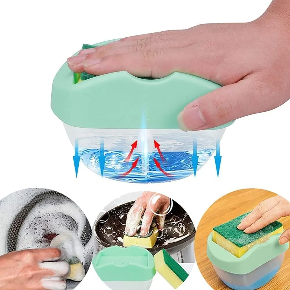 Élégance et Praticité  Notre Distributeur de Savon avec Porte Éponge Nettoyage