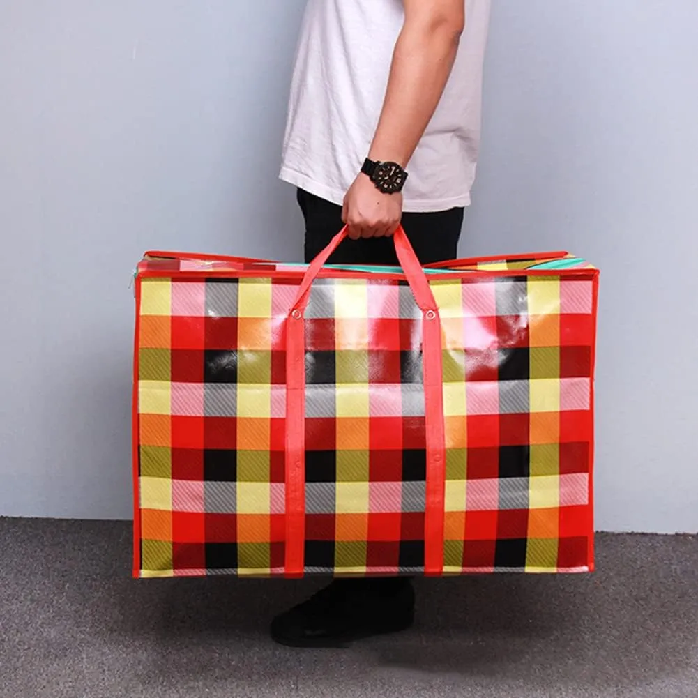 Élégant et Pratique Sac à provisions extra large à carreaux avec fermeture éclair