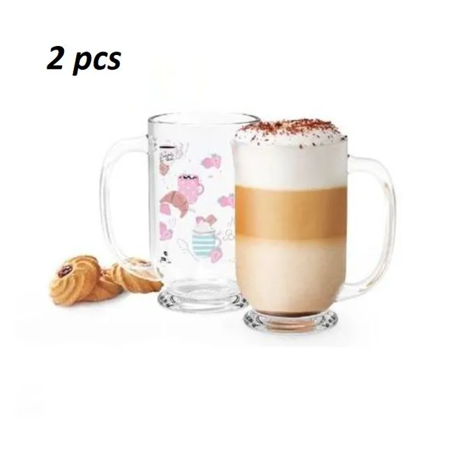 Élégantes Tasses en Verre Transparent pour Café ou Chocolat Chaud Lot de 2, 33 CL
