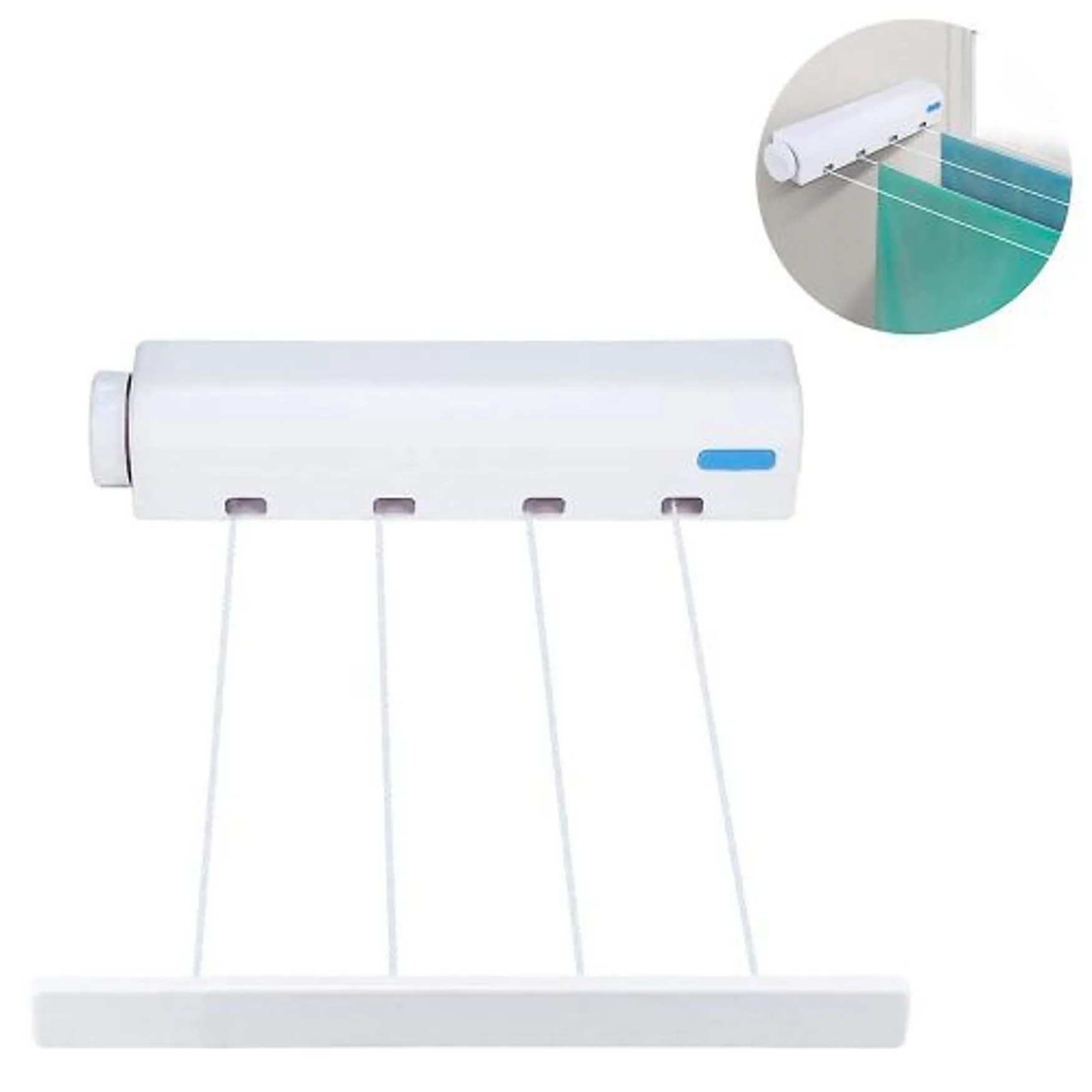 Corde à Linge Rétractable pour Cintre avec Rangement à 4 Linges