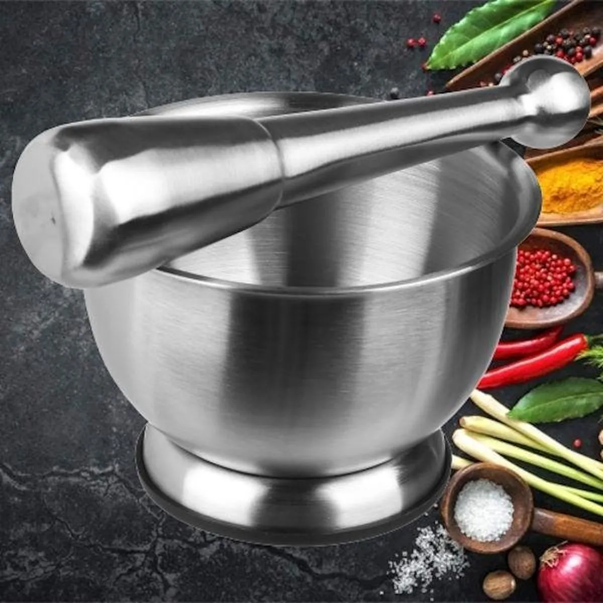 La perfection culinaire avec notre nouveau pilon en acier inoxydable