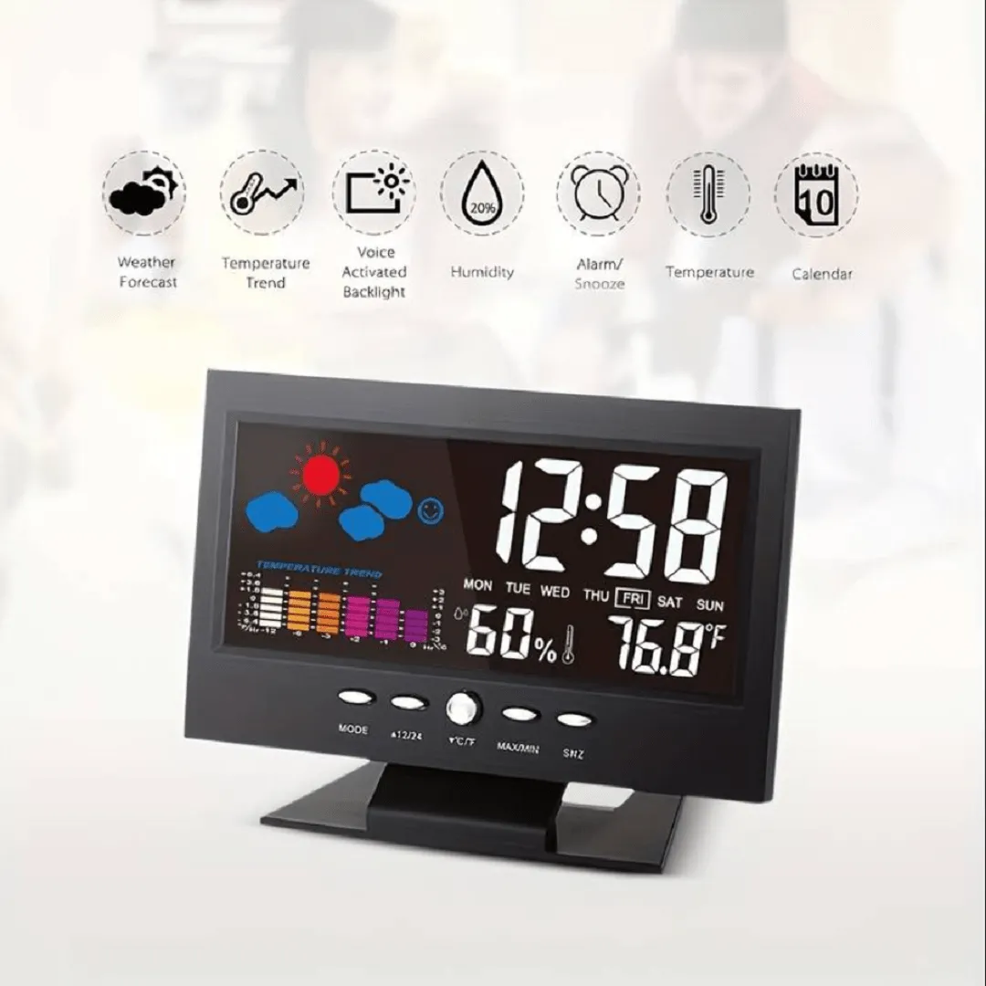 Réveil Calendrier à Projection et Écran LCD en Couleur