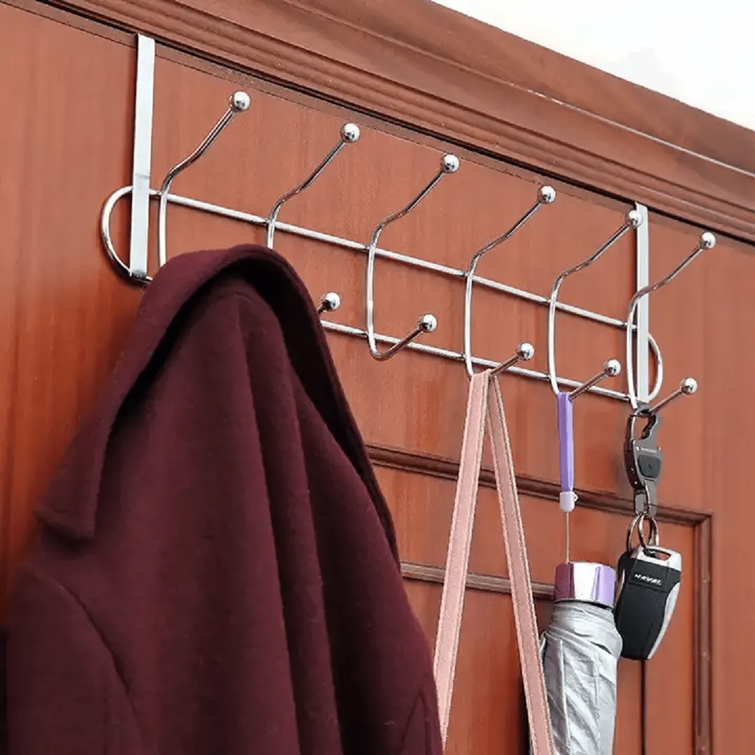 Patère de porte 12 crochets en acier inoxydable, cintre salle De bain 