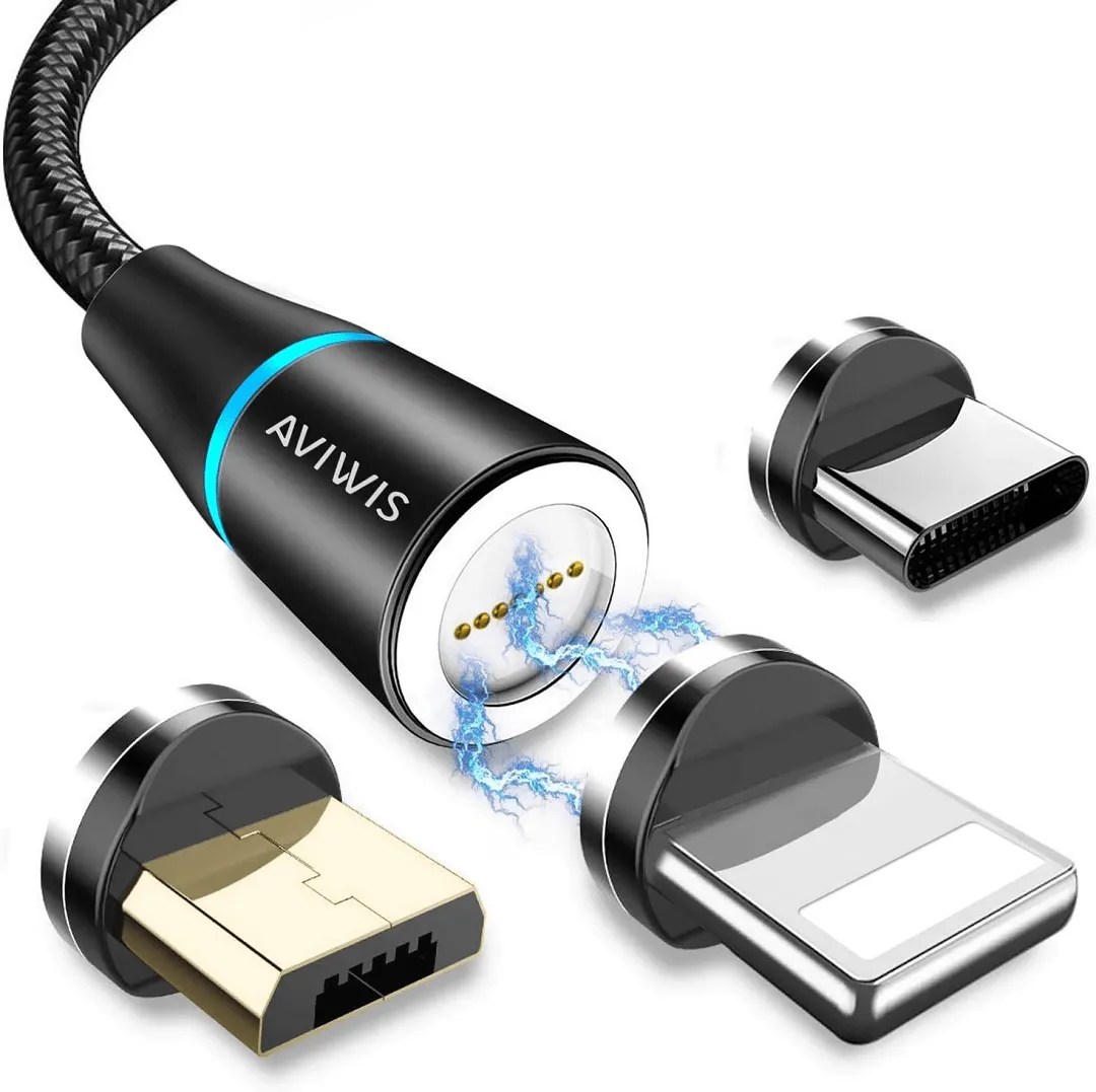Câble magnétique Micro usb Argenté, Câble Type C pour iphone er Android