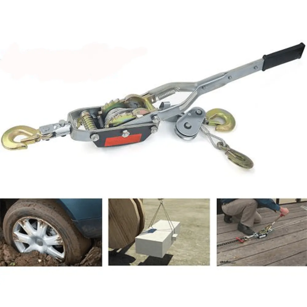 Extracteur Manuel 2 tonnes avec 3 Crochets et 2 Engrenages - Grue de Câble à Main