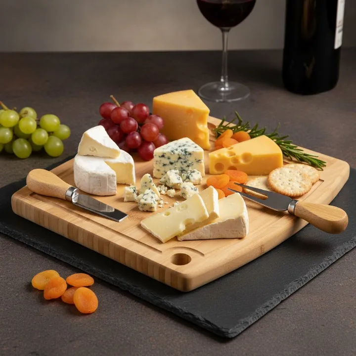 Planche à fromages avec accessoires de coupe, plateau élégant pour servir et présenter le fromage