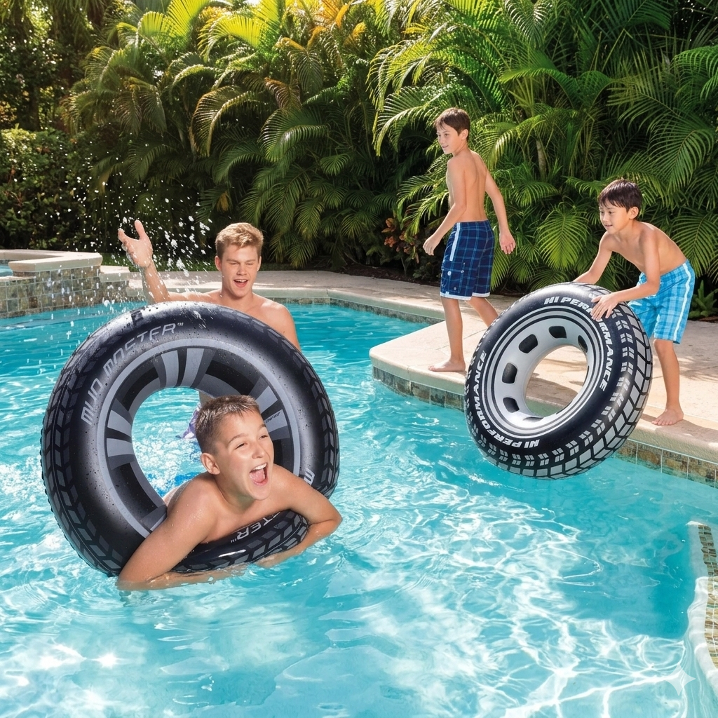 Bouée Gonflable en Forme de pneu de voiture pour Enfants 90cm