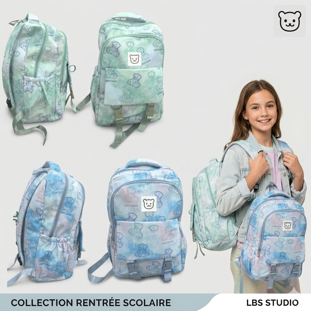 Sac à dos scolaire stylé pour filles, parfait pour le collège et le lycée(colleur aléatoire)