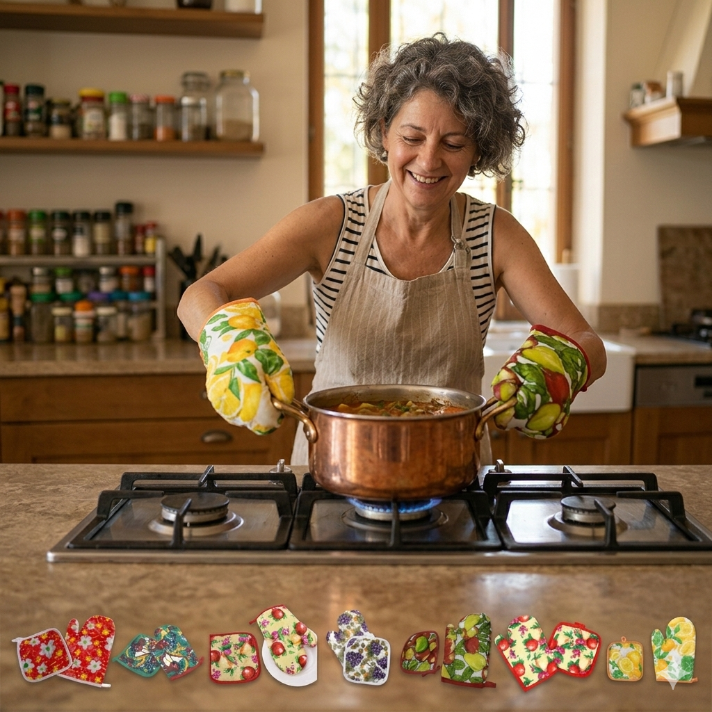Gants de Cuisine pour Femmes avec Maniques Design Fruits Colorés