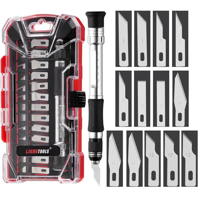 Lot de 14 scalpels avec support, outil de précision pour découpe et bricolage