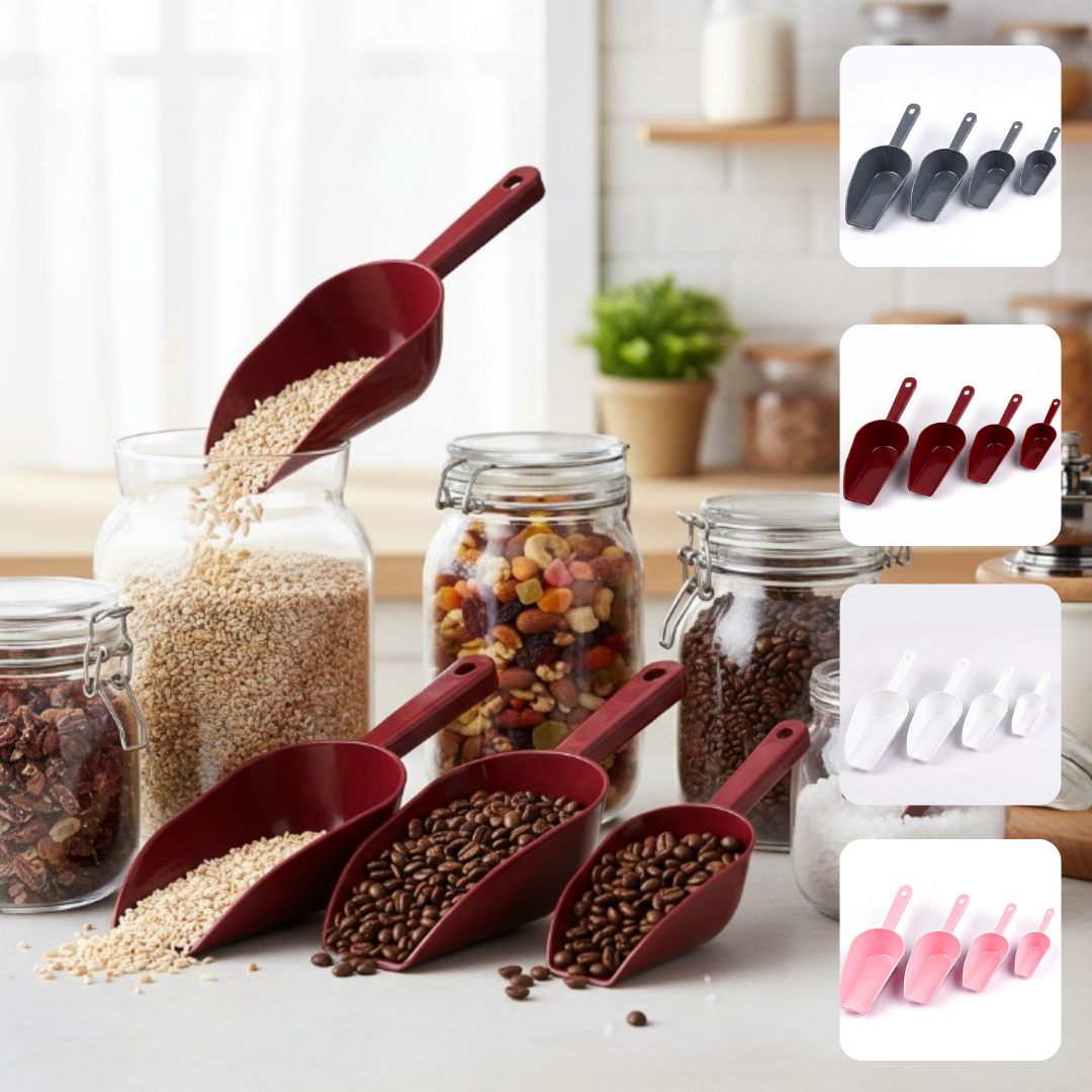 Mesurez avec précision Kit de 4 pelles de cuisine pour farine épices et lessive (colleur aléatoire)