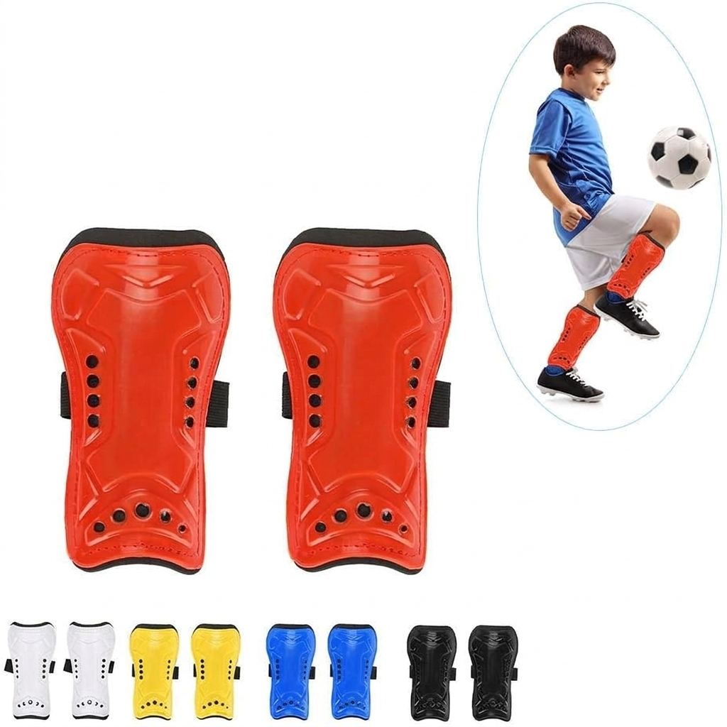 Protège-tibias confortables et légers pour football.