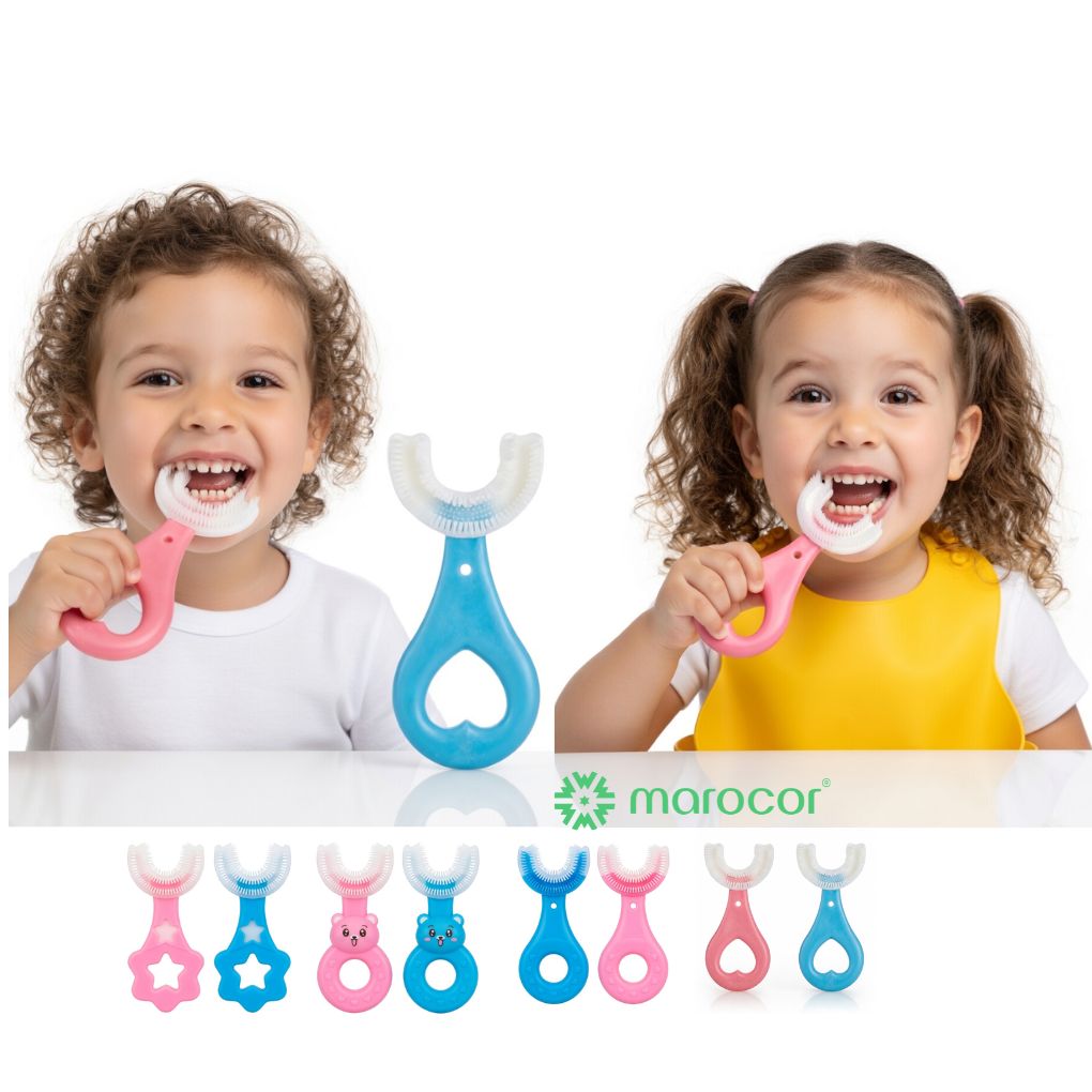 Une Bouche Heureuse Brosse à Dents Innovante en Silicone en Forme de U pour Enfants