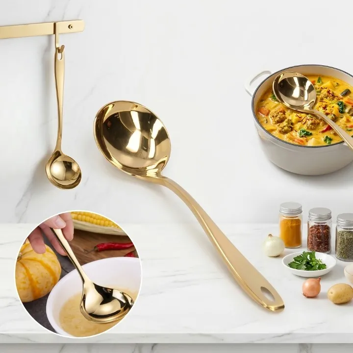 Louche à soupe en acier inoxydable design moderne et élégant