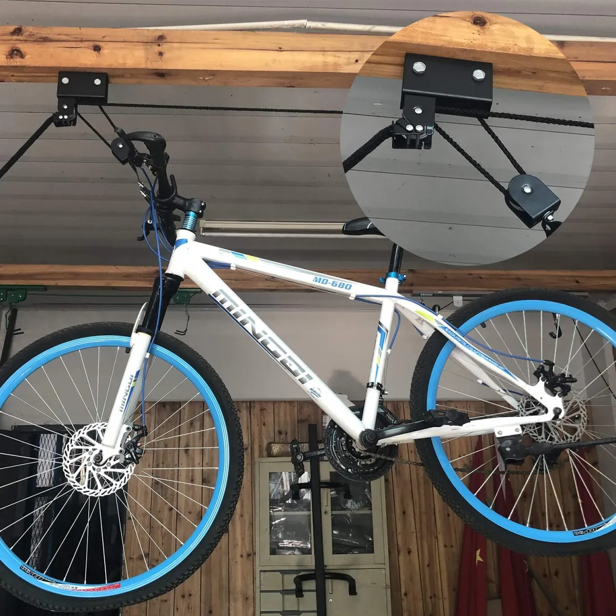 Élévateur de plafond pour vélo, capacité de charge , universel, avec crochet et frein à câble