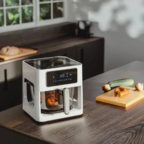 Friteuse à air numérique avec panier en verre et cuisson uniforme