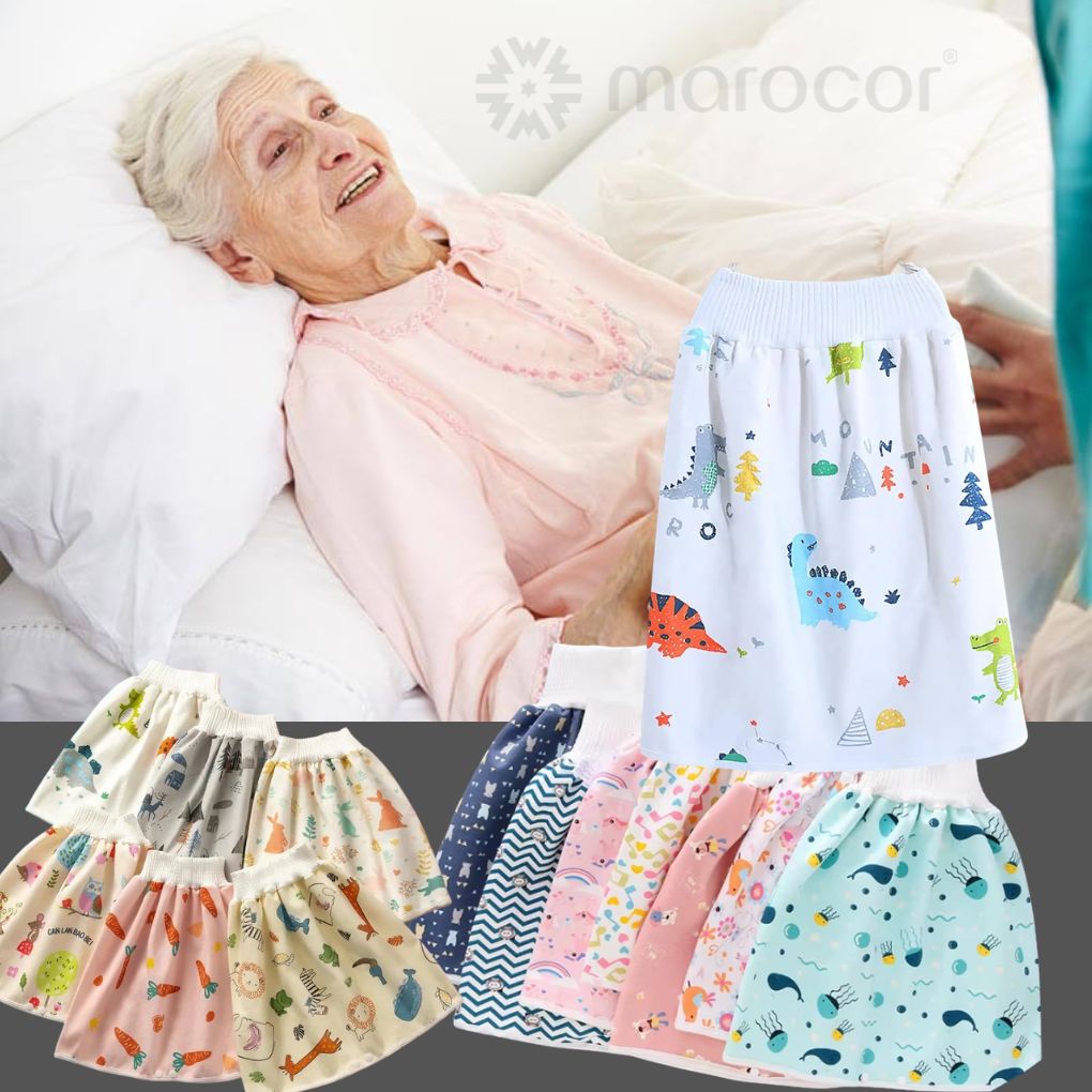 Jupe d'incontinence pour adulte, en tissu lavable, anti-fuite, réutilisable, tablier de soins pour incontinence urinaire