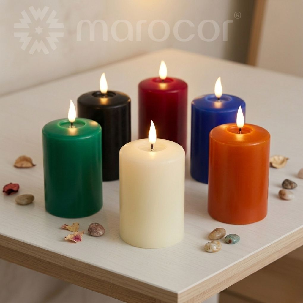 1 chandelle Lumière Éternelle : La Bougie en Cire Authentique aux Couleurs Vibrantes
