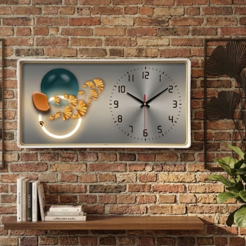 Horloge Murale Tableau Contemporaine - Design Abstrait et Lumineux