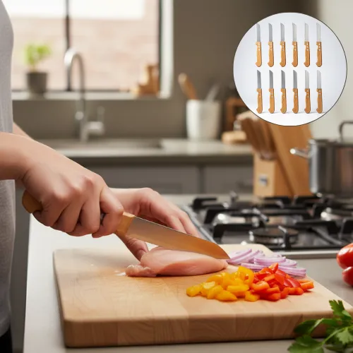 طقم 12 سكينة ستانلس ستيل للطبخ والحلويات