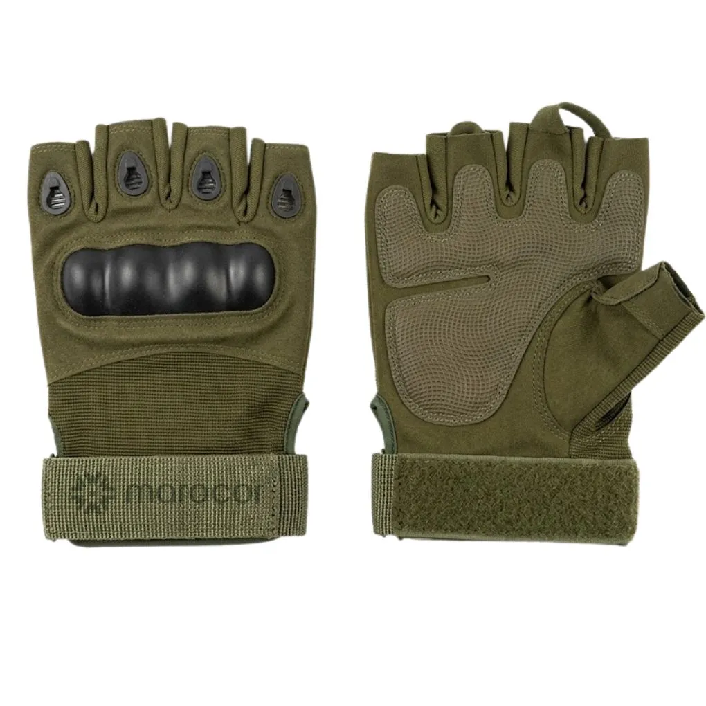 Gants Tactiques Sans Doigts "Iron Grip" – Coques Renforcées, Protection Paume et Ajustement Velcro