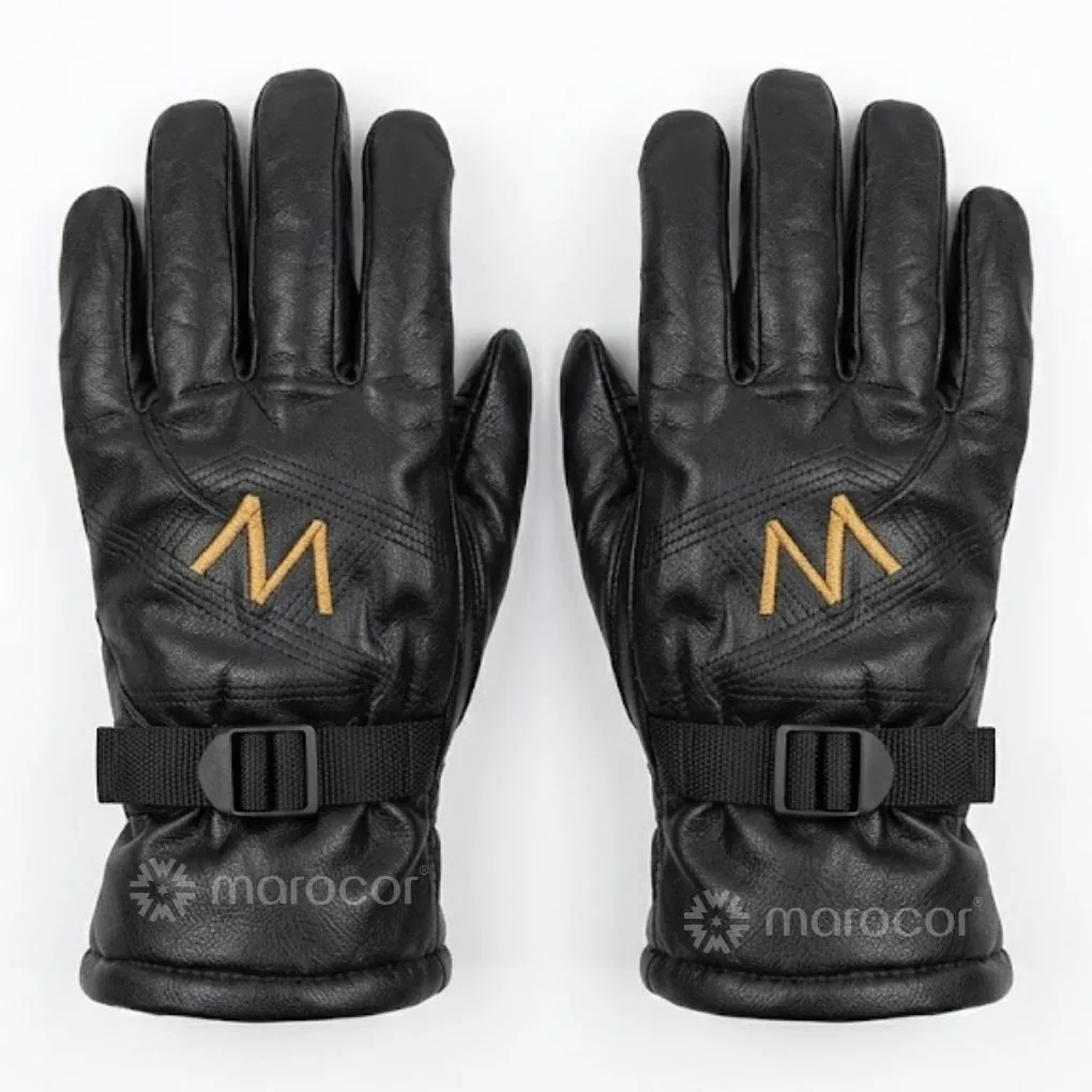 Gants d'Hiver de Luxe "Signature M" – Cuir Noir Premium, Isolation Thermique et Poignet Ajustable