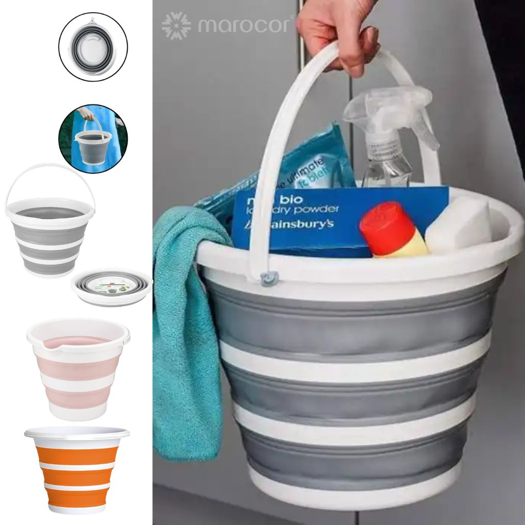 Seau Pliable pour Cuisine, Camping et Jardin en Plastique et Silicone
