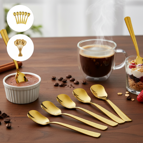 set de 6 Cuillères à Café en Acier Inoxydable Cuillères design classique (désigne aléatoire)