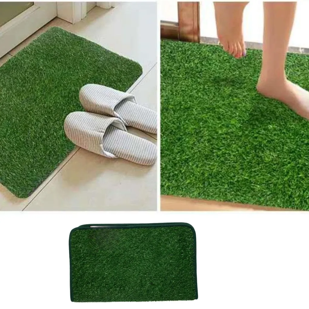 Tapis d'entrée rectangulaire en gazon synthétique antidérapant