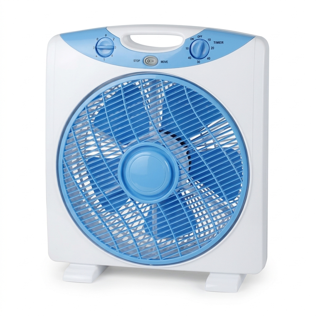 Ventilateur Box Portable – 3 Vitesses avec Minuterie & Grille Rotative