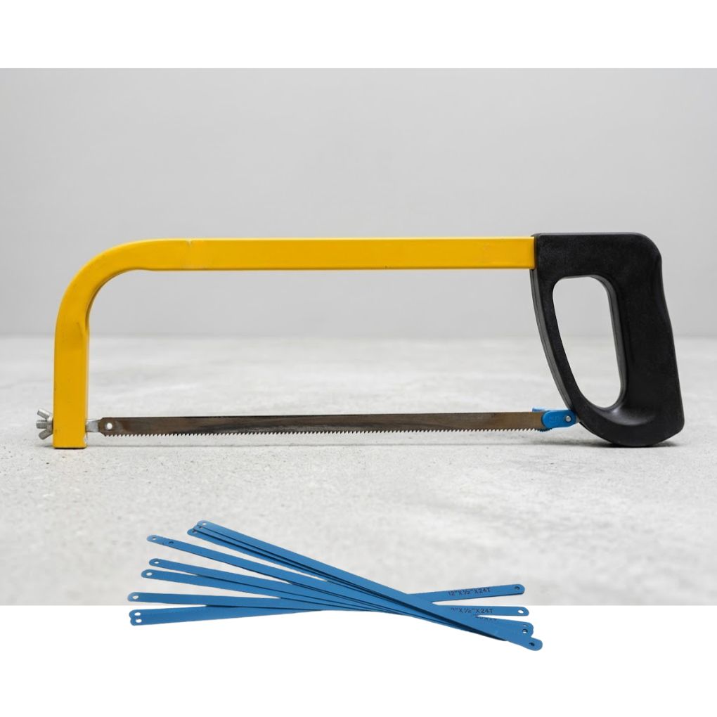 Scie à métaux manuelle à arceau avec mécanisme de tension rapide