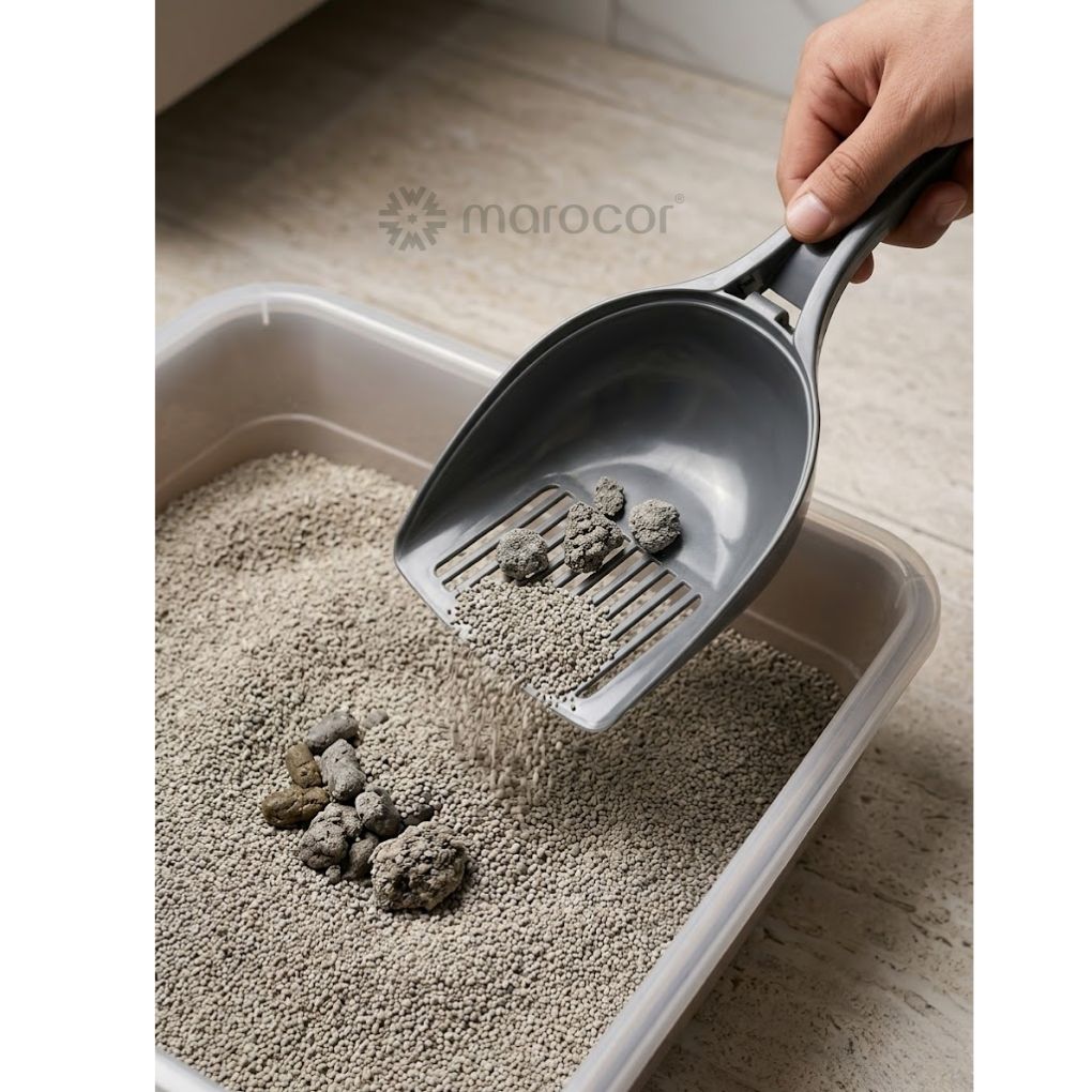 Pelle à litière pour chat avec tamisage efficace et système de séparation des agglomérats