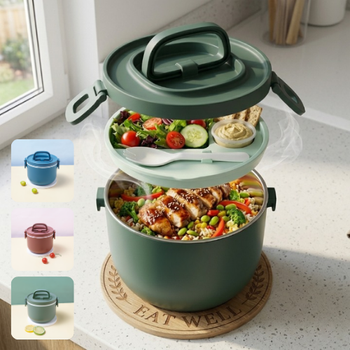 Boîte repas hermétique empilable en acier inoxydable (coller aéatoire)