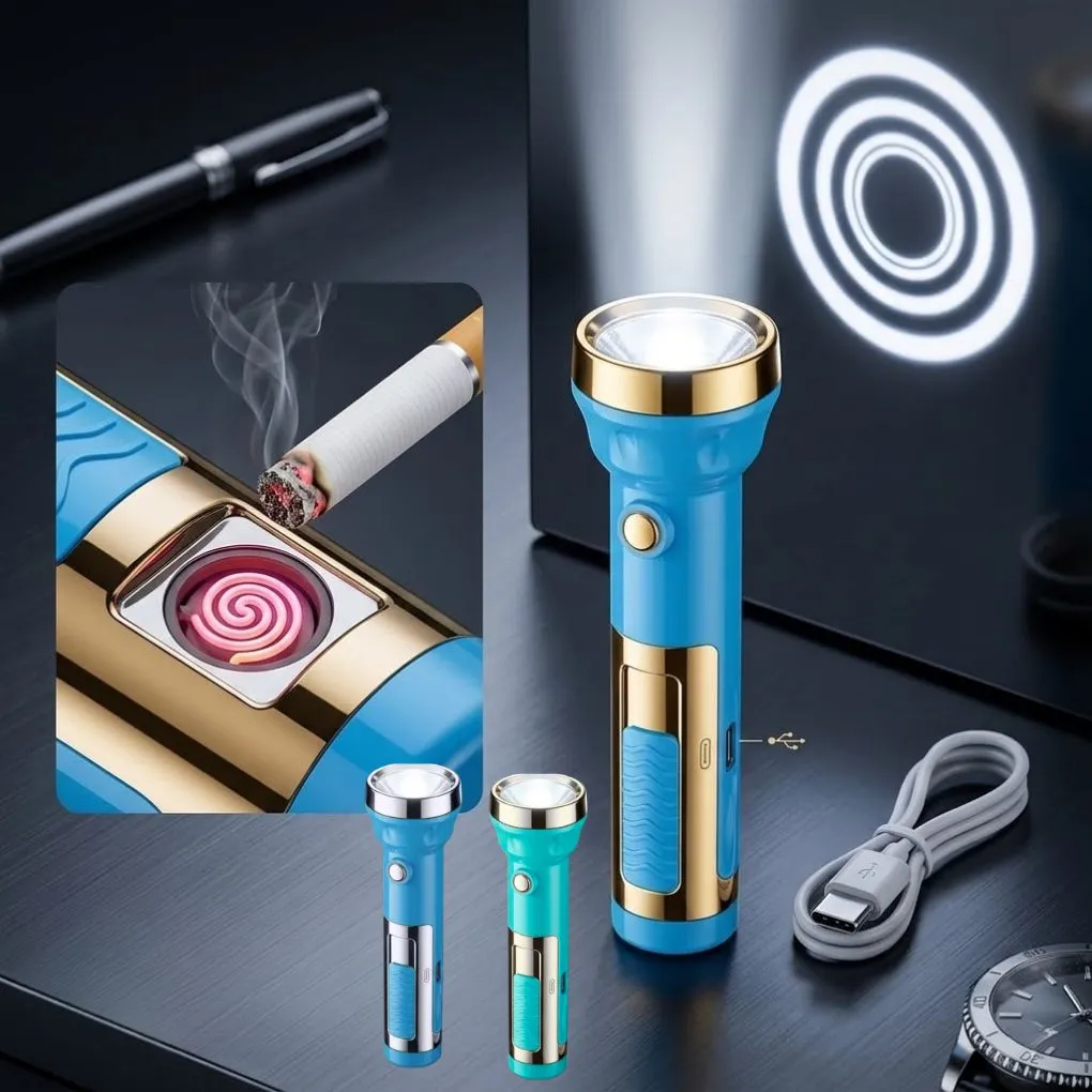 Lampe de poche à LED - Lampe torche rechargeable avec allume-cigare