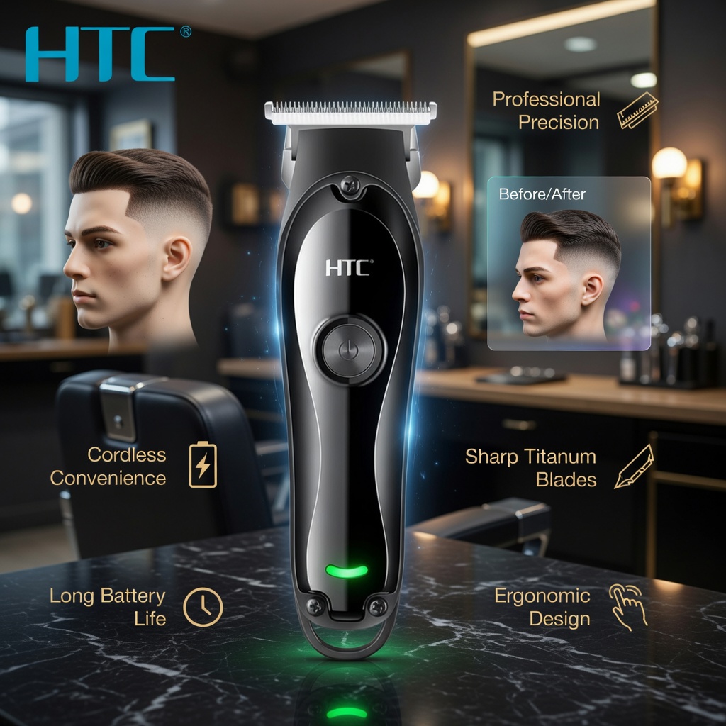 Tondeuse cheveux et barbe rechargeable USB avec batterie longue durée et lames précises