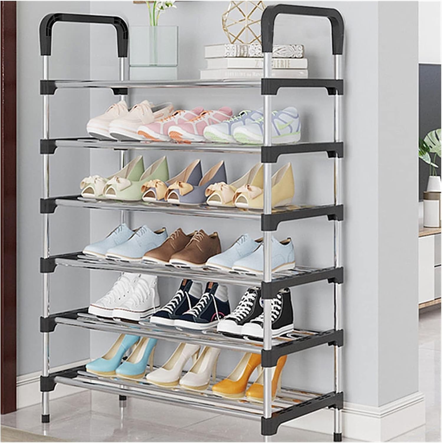 6 niveaux Organisateur de chaussures, étagère à chaussures réglable, grande capacité, simple et économique