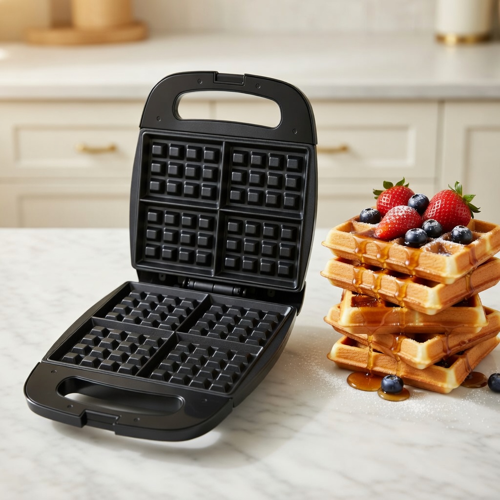 Appareil à gaufres électrique antiadhésif, pratique et rapide